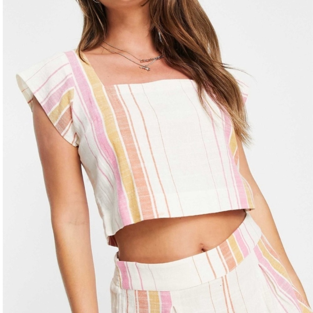 Rip Curl Pink and Orange Striped Swim Set